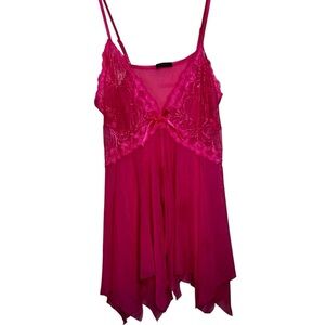 AvidLove Babydoll Dress Lingerie Hot Pink Lace V-neck Size XXXXL